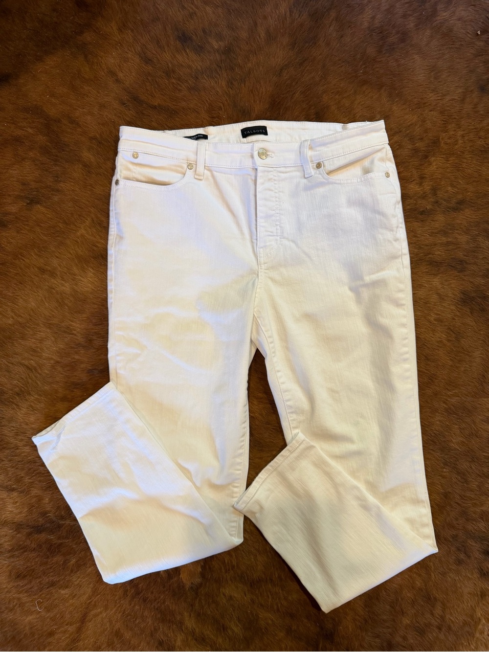 Talbots stretch Slim Ankle Jeans in white - 12 Long